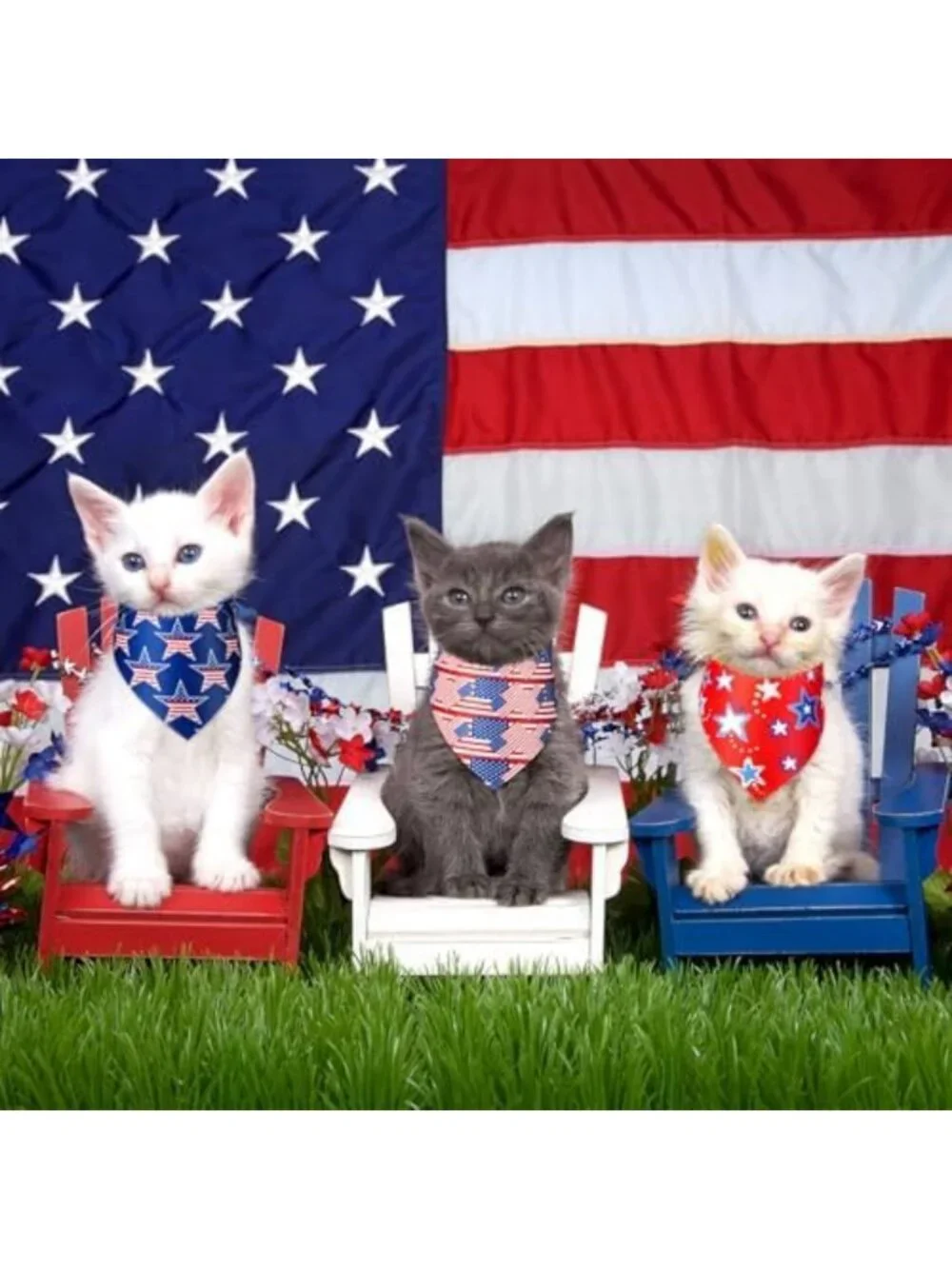 100 Pcs Patriotic Dog Bandanas - 4th of July Triangle Kerchiefs for Pets, 25
